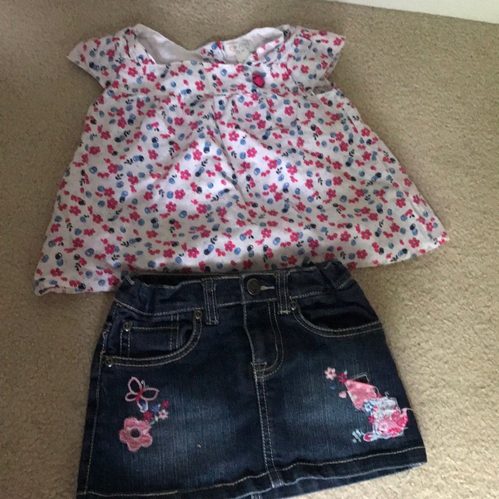 EUC children’s place jean skirt and shirt